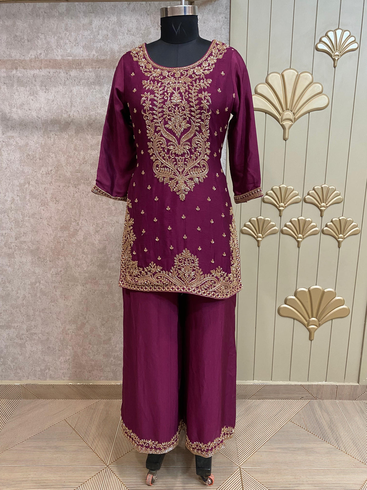 Blue Long Sharara Suit Dress Material