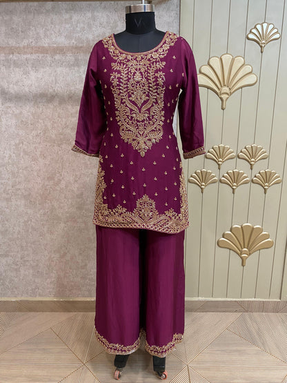 Blue Long Sharara Suit Dress Material