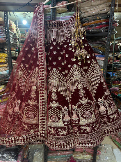 Lovely Maroon Doli Barat Ball bridal Lehenga