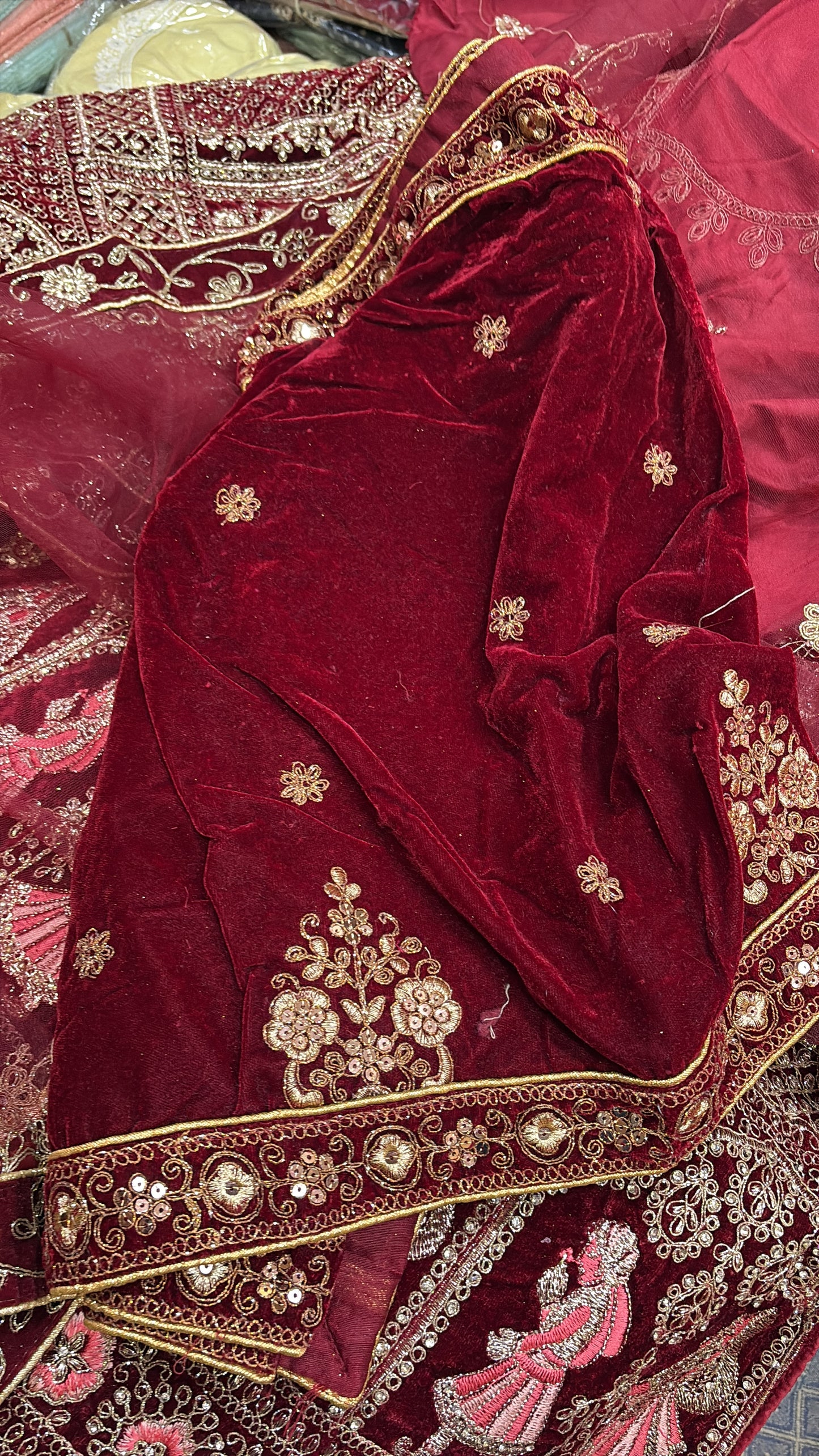 Attractive maroon doli barat bridal Lehenga