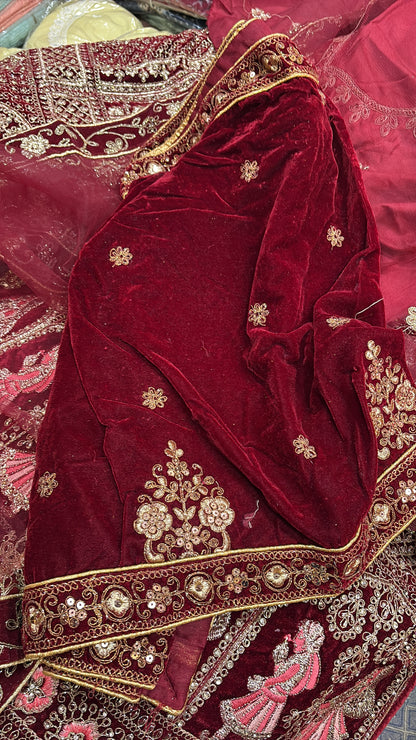 Attractive maroon doli barat bridal Lehenga