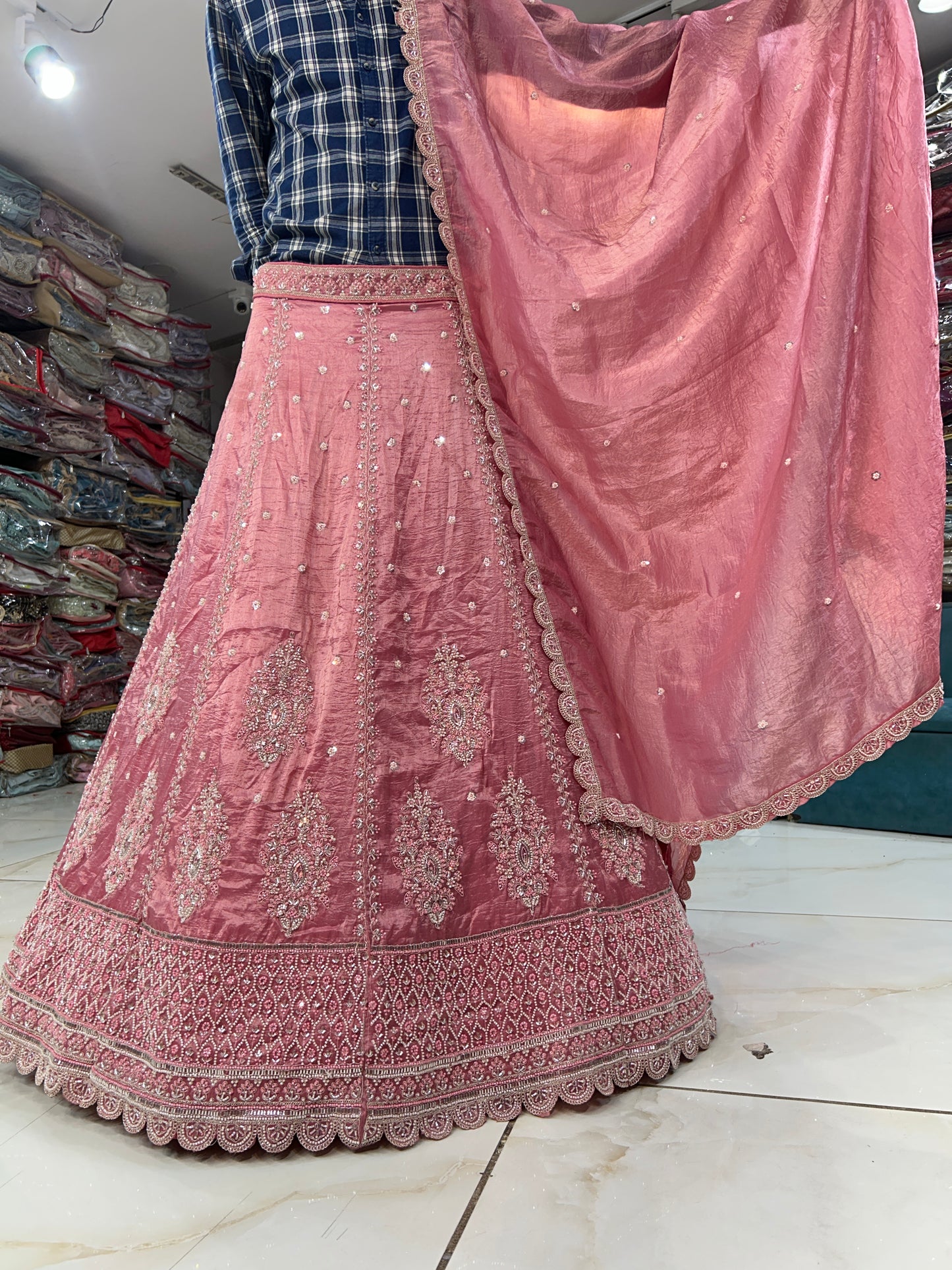 Awesome light carrot lehenga