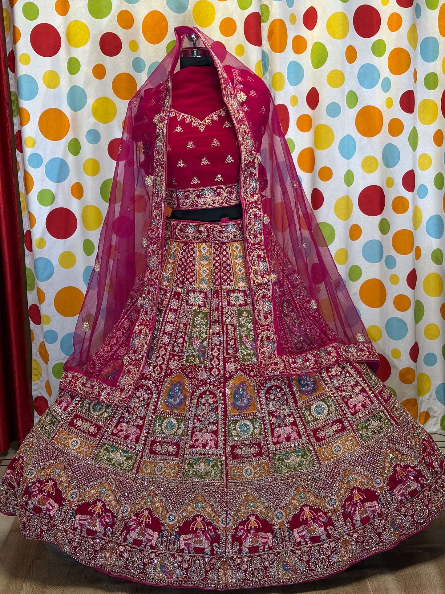 Stunning red rani Rajwada bridal Lehenga