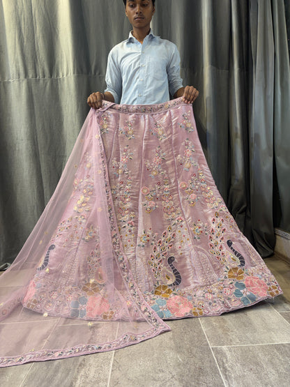 Engaging pink peacock Lehenga