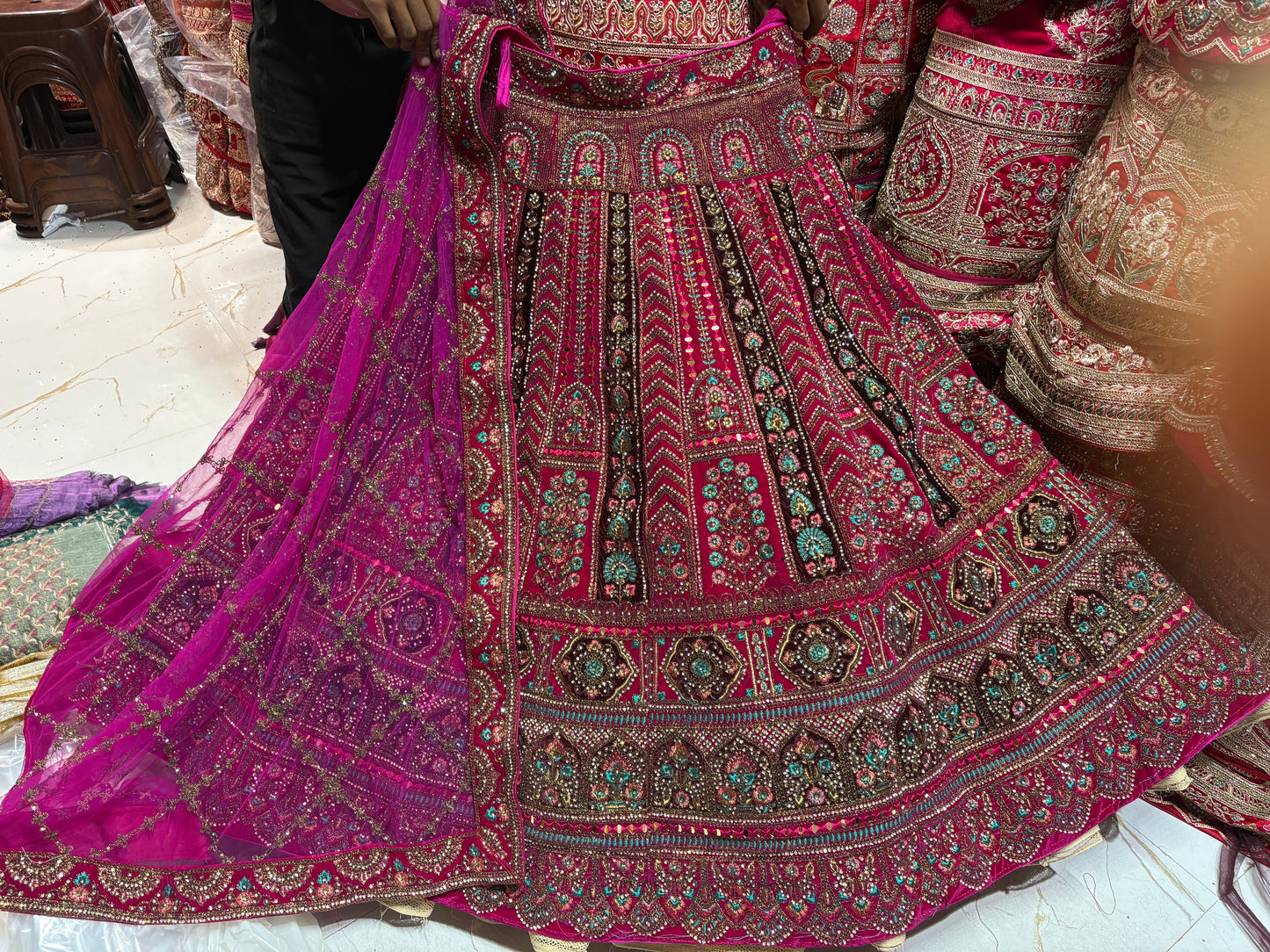 Tremendous Rani pink bridal Lehenga