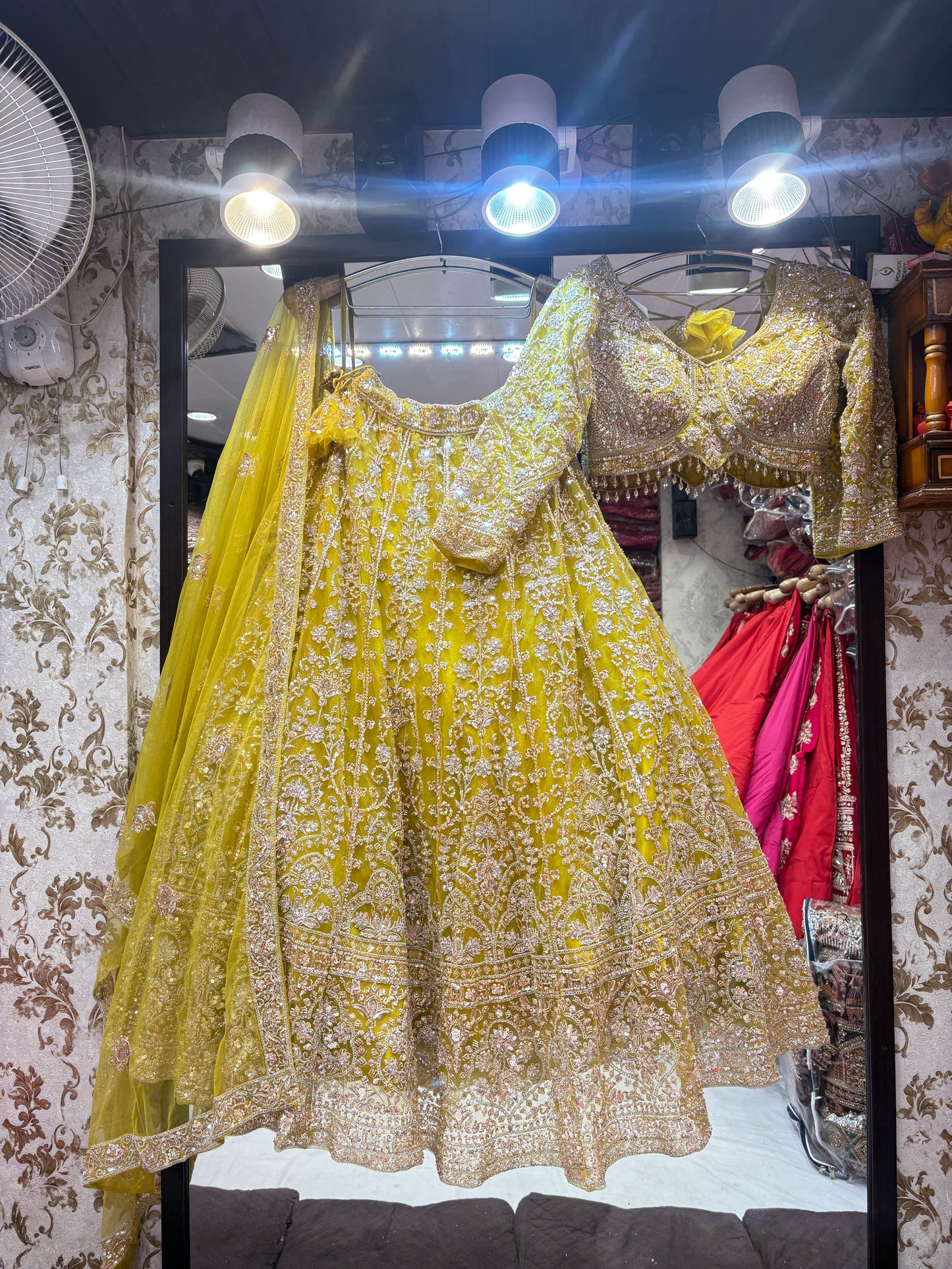 Lavishing yellow crop top Lehenga