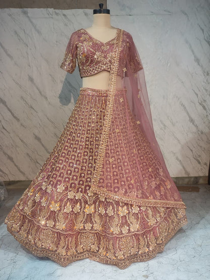 Brown mustard Crop Top Lehenga