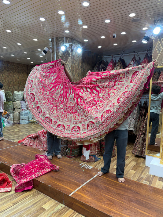 Rani Pink Peacock Designer Bridal Lehenga
