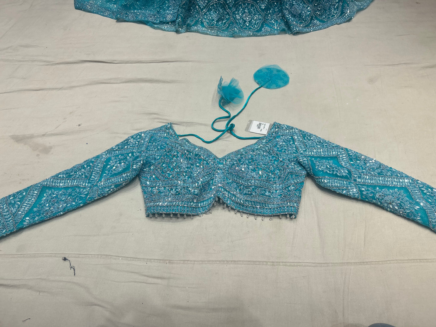 Beautiful sky blue crop top lehenga