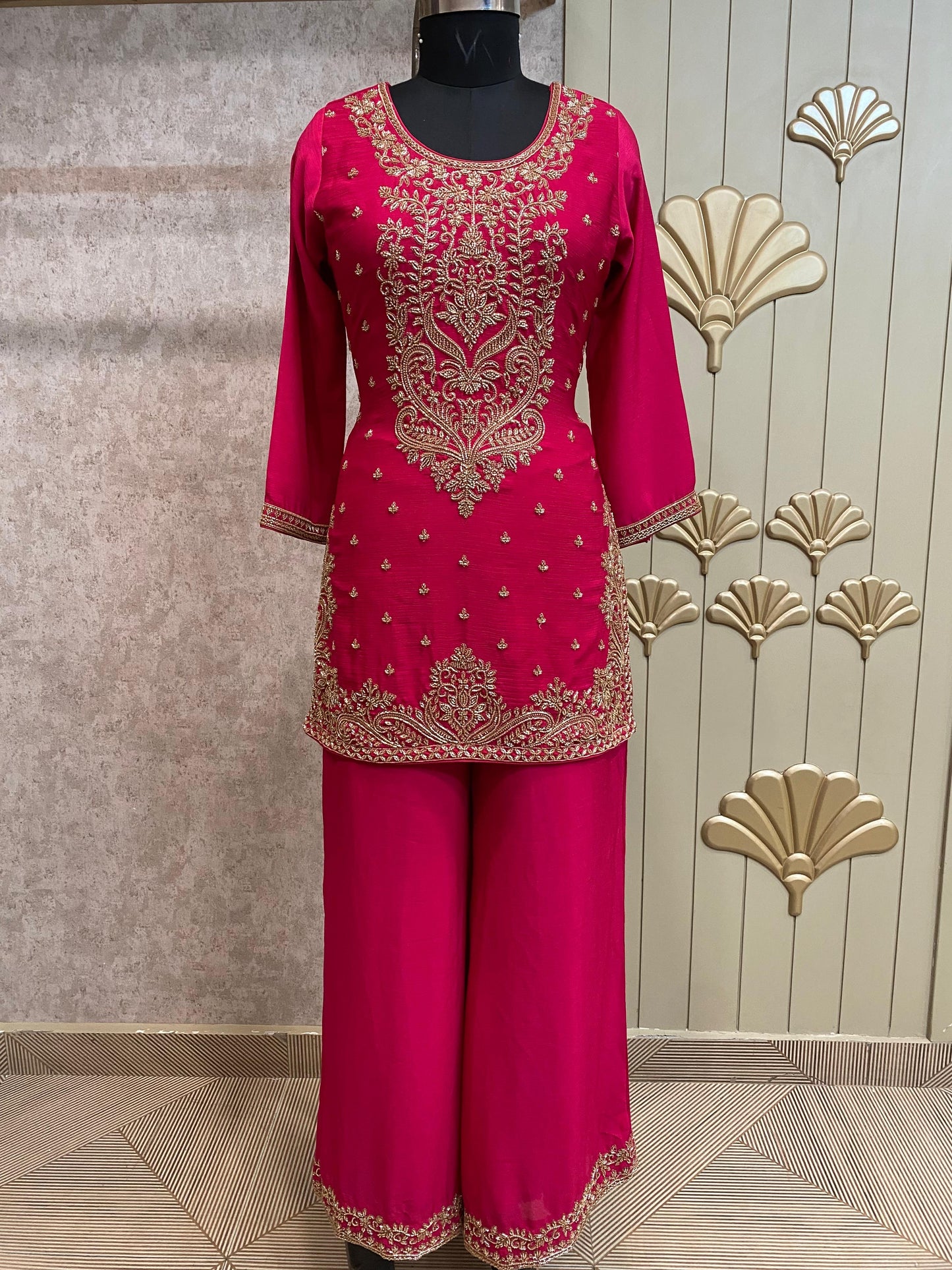 Blue Long Sharara Suit Dress Material