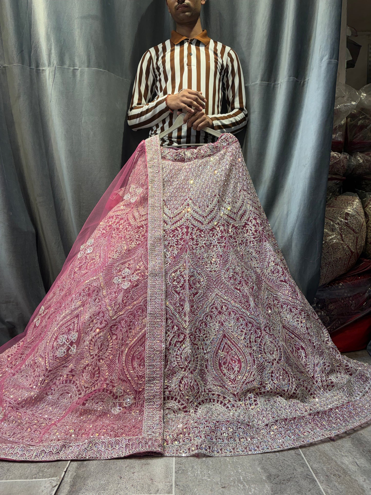 Pleasing pink Crop Top Lehenga