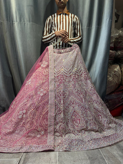 Pleasing pink Crop Top Lehenga