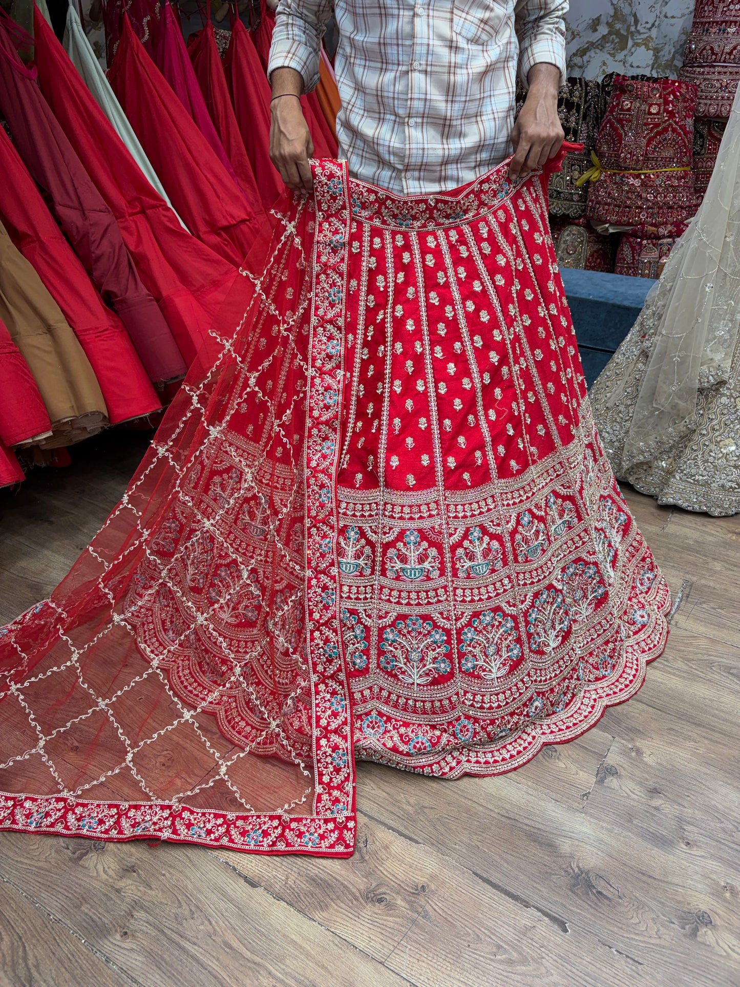 Rani Pink sabyasachi handwork Bridal Lehenga