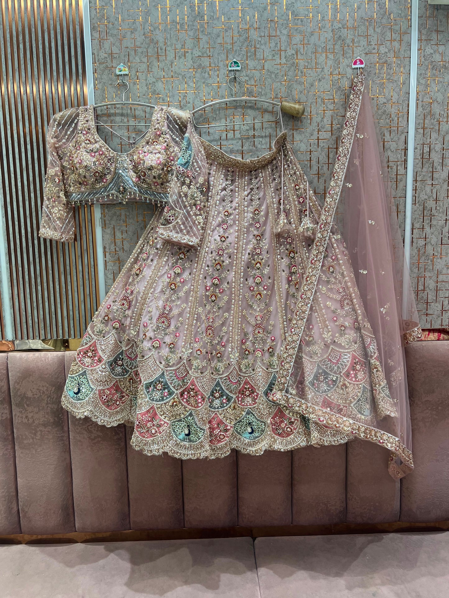 Pink Designer Crop Top Lehenga