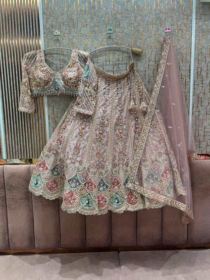 Pink Designer Crop Top Lehenga