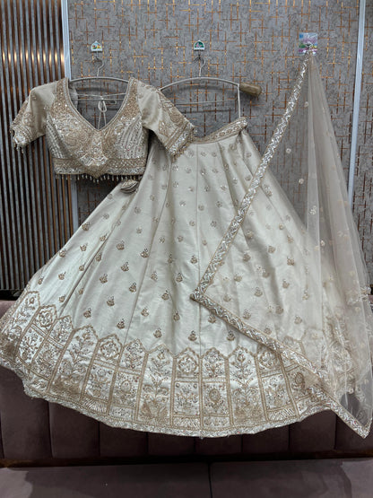 White Crop Top Lehenga