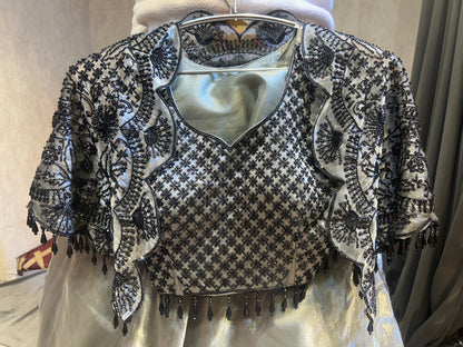 Pretty black grey crop top lehenga