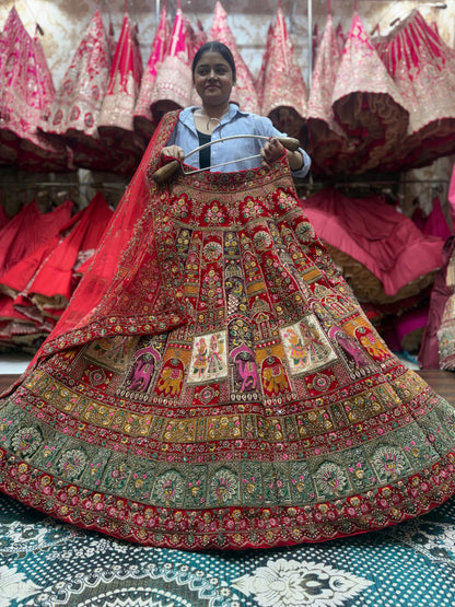 Engaging Maroon Doli Barat bridal Lehenga