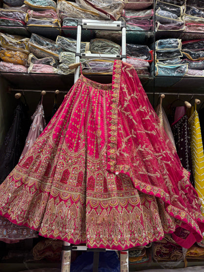 Tremendous Rani pink Bridal Lehenga