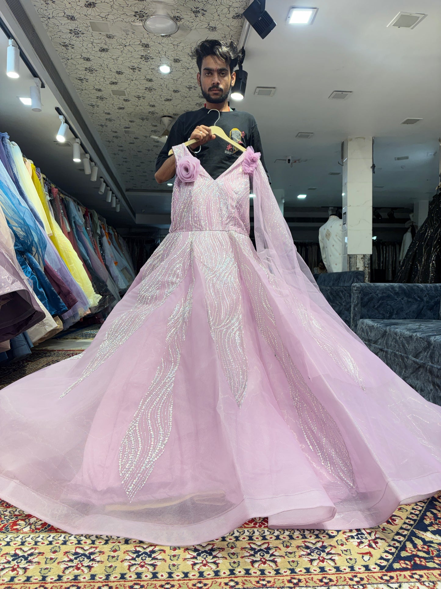 Astonishing pink gown big flair