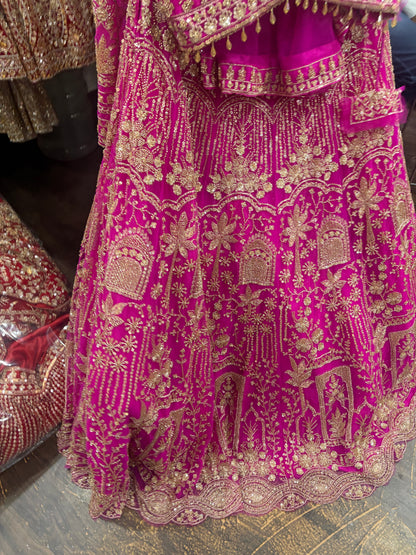 12 kali Light work Elegant hot pink crop top Lehenga