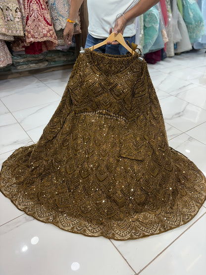 Pleasing golden Crop Top Lehenga