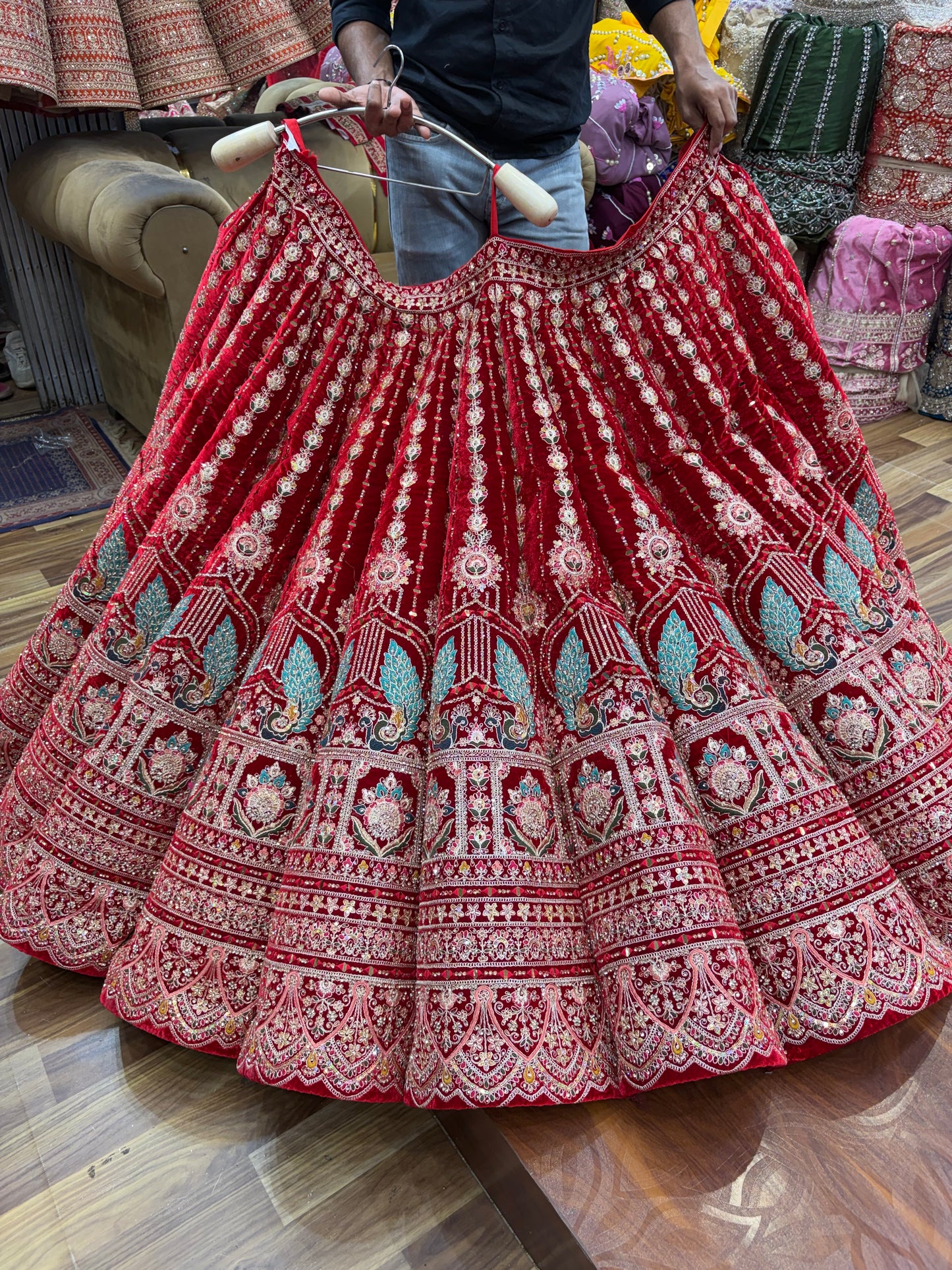 Peacock red Ball Bridal Lehenga
