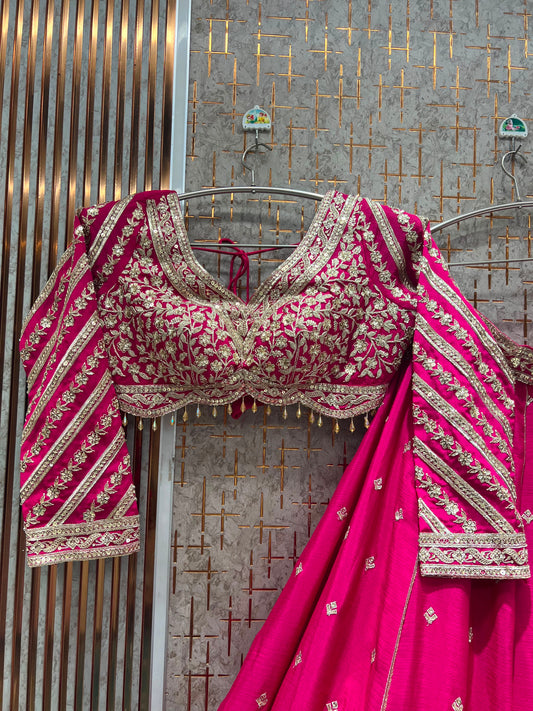 Pink On Pink Crop Top Lehenga