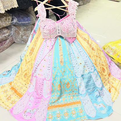 Pleasing yellow Haldi mehendi Pdp Crop top Lehenga