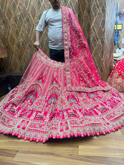 Fantastic Rani pink peacock bridal Lehenga