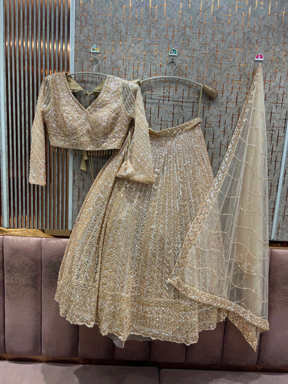 Golden On Golden Designer Crop Top Lehenga