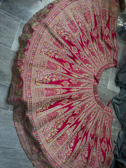 Gorgeous Rani pink Crop Top Lehenga