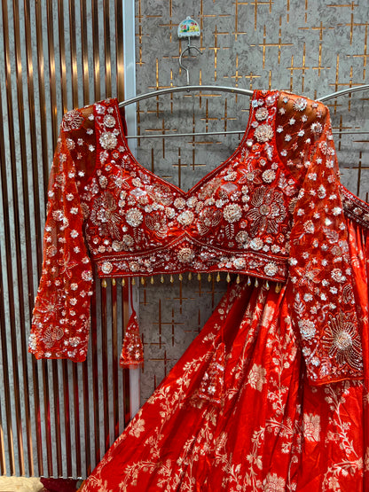 Hot Pink Crop Top Lehenga