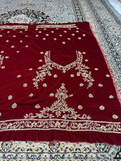 Pretty maroon bridal Lehenga handwork zardozi dabka