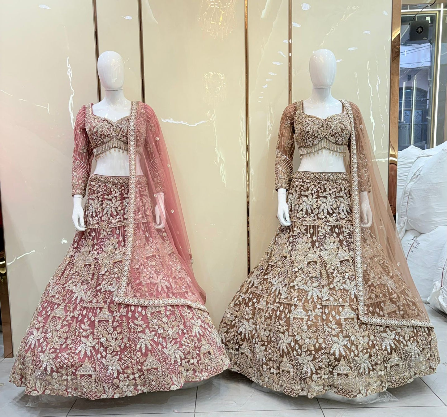 Golden brown Crop top Lehenga