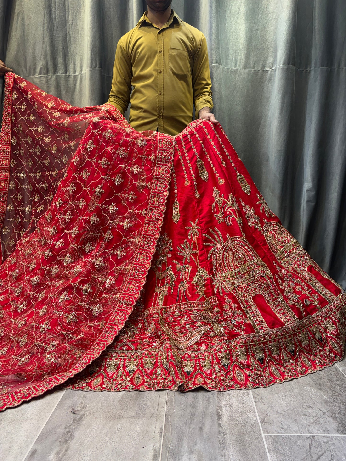 Majestic Red Heavy Bridal Lehenga