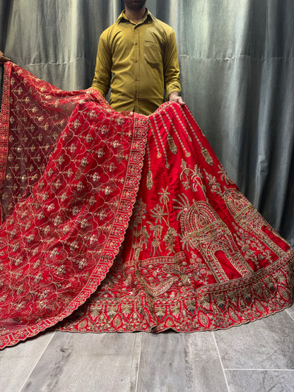 Majestic Red Heavy Bridal Lehenga