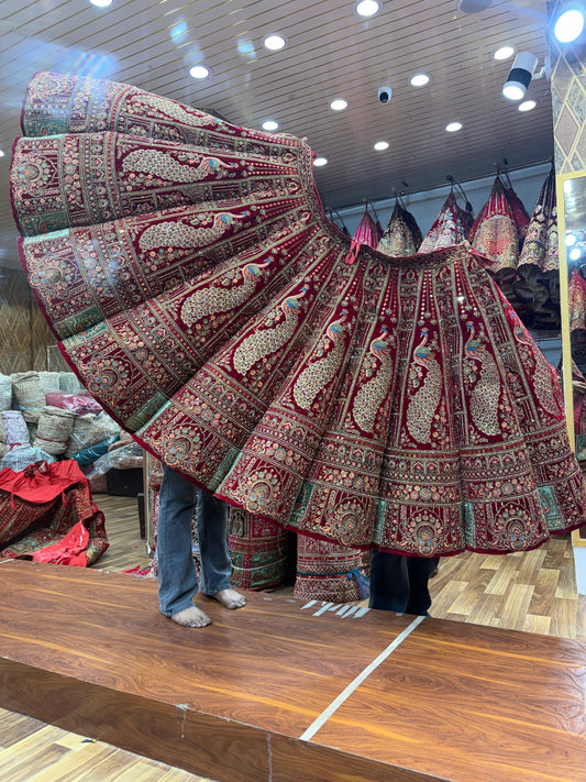 Maroon Peacock Ball Bridal Lehenga