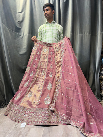 Multicolour pink double shade Lehenga