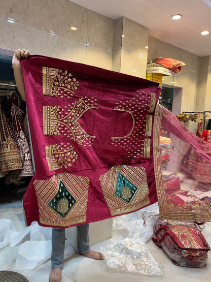 Lovely Marwari Red mustard Double Dupatta Lehenga