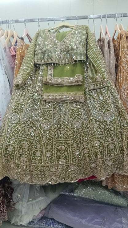 Green Crop Top Lehenga