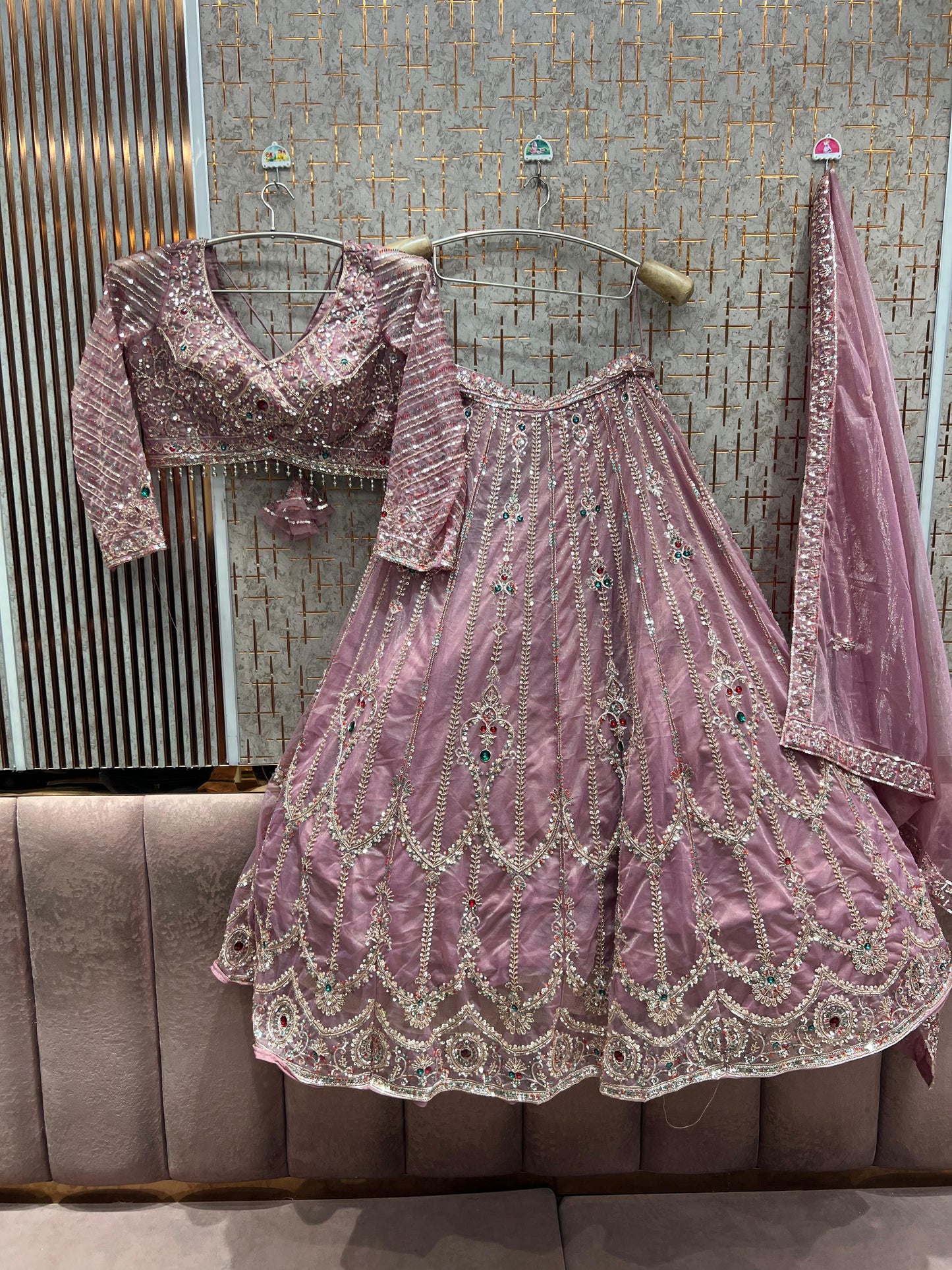 Pink Crop top Lehenga