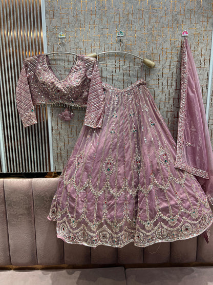 Pink Crop top Lehenga