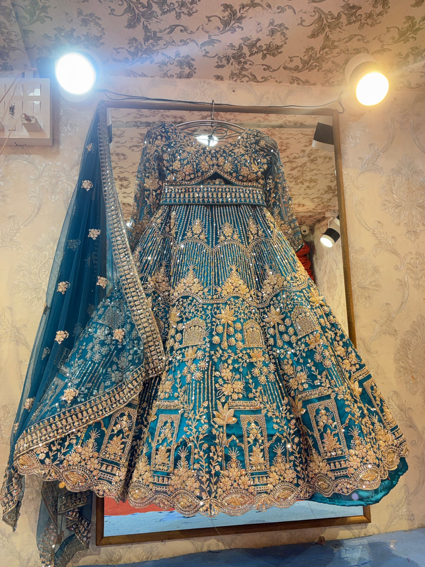 Astonishing sky blue crop top Lehenga