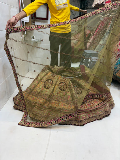 Designer maroon pistachio green Lehenga - Shopping World