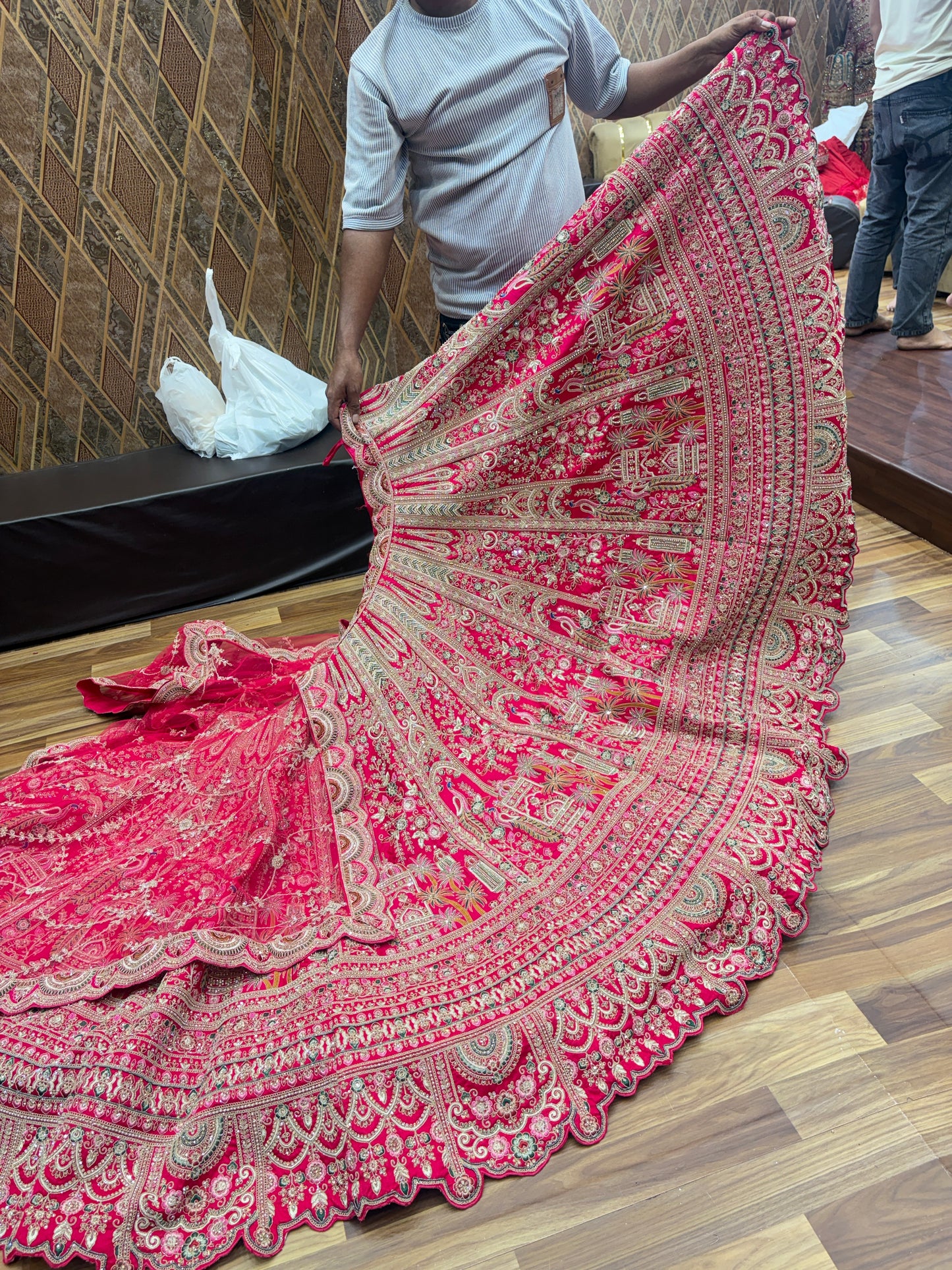Awesome red peacock bridal Lehenga