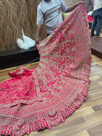 Awesome red peacock bridal Lehenga