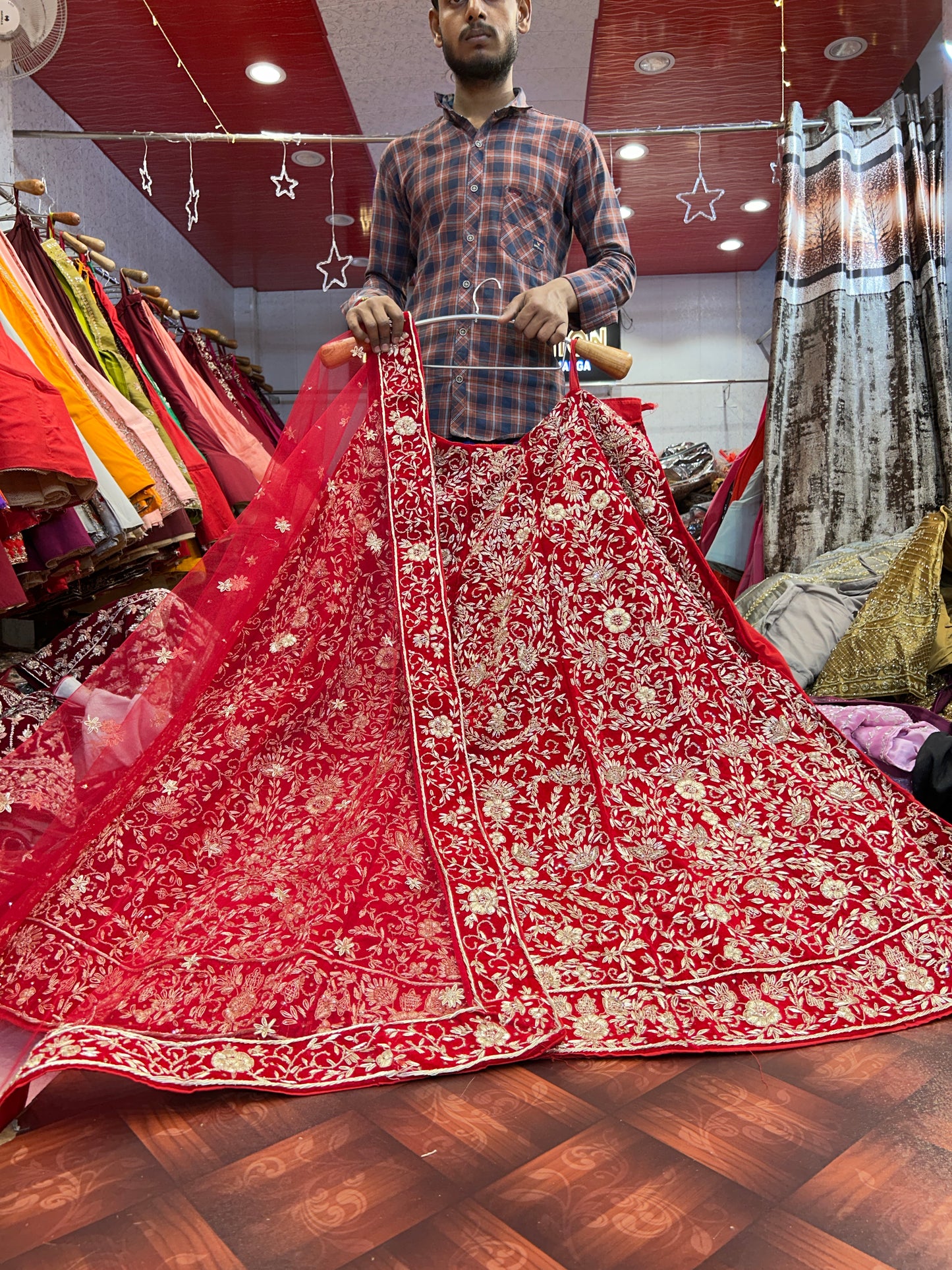 Eye catching maroon pure handwork zardozi dabka lehenga