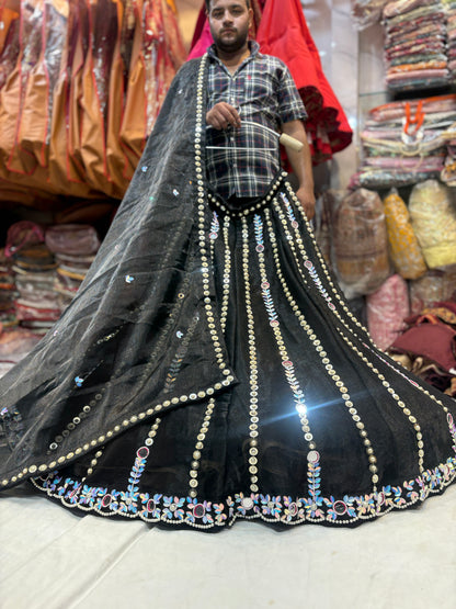 Something different black mirror work Lehenga
