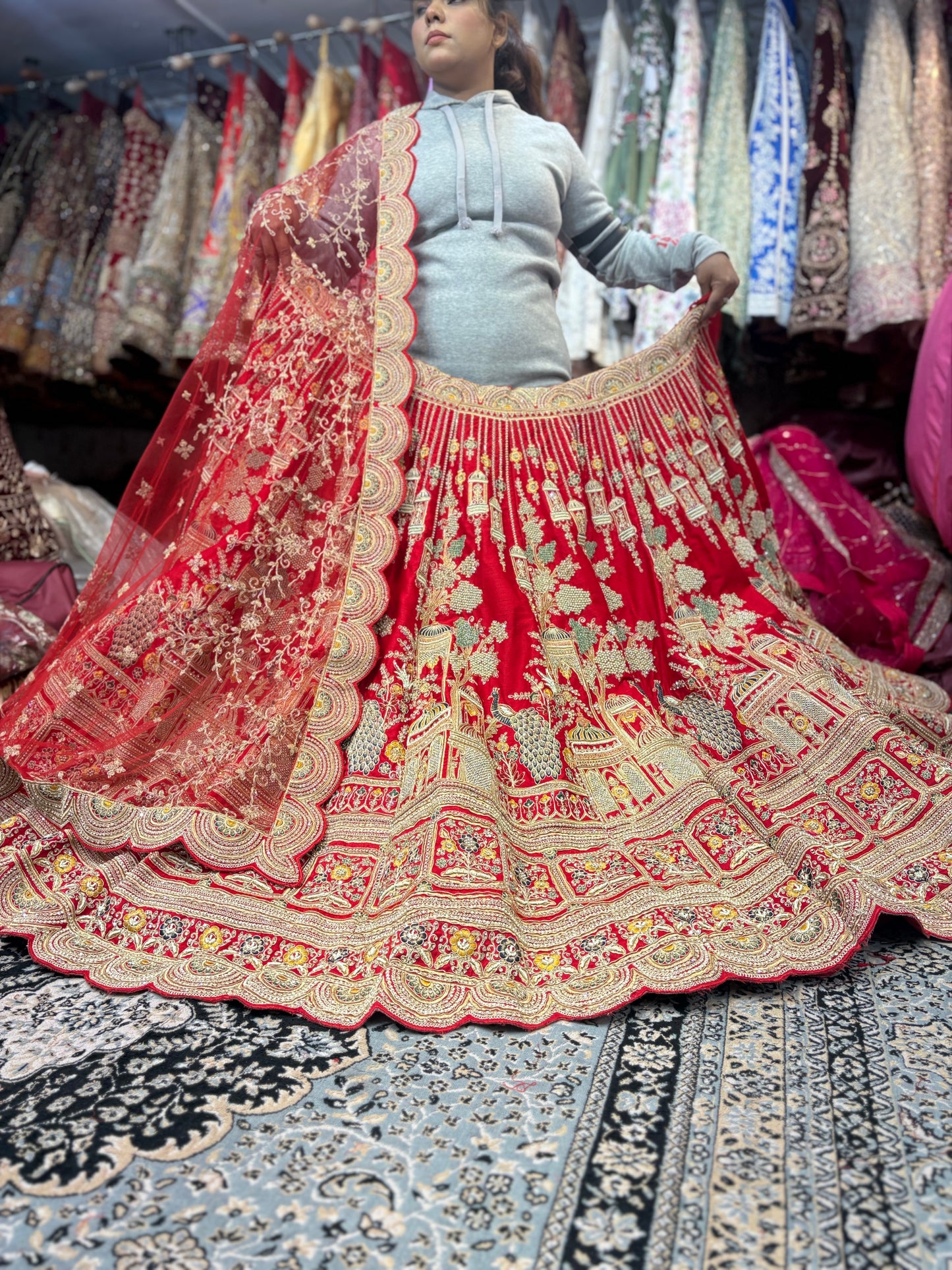 Lovely Rani pink peacock Bridal Lehenga